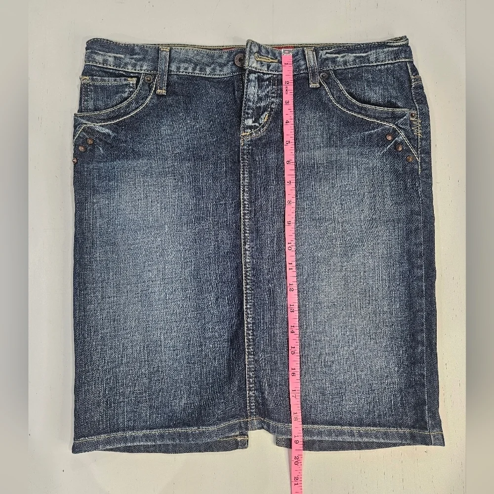 Guess Jeans 90s Y2k Blue Denim Pencil Skirt with back slit. size 28. - Picture 2 of 6